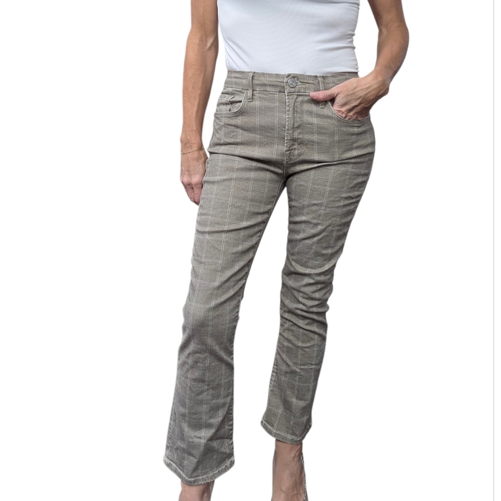 FRAME Le Crop Mini Boot Plaid Jeans 27 Gray Cropped Bootcut